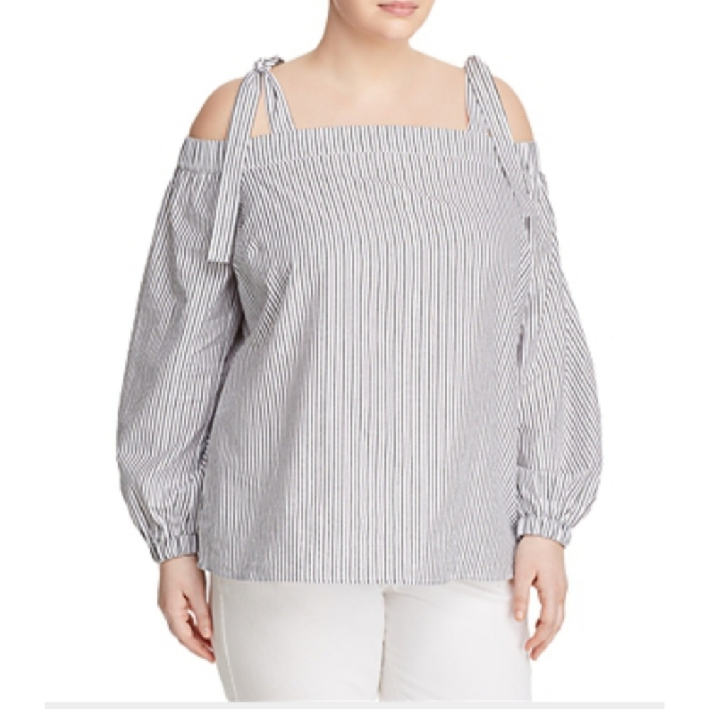 Michael Kors Striped One-Shoulder Top